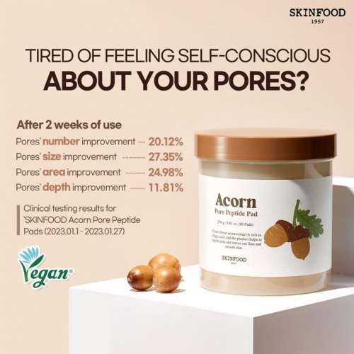 Skinfood: Acorn Pore Peptide Pad Toner Pad 250gm 60 Sheets