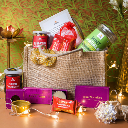 Omay Foods: Festive Bites Diwali Jute Bag  700gm