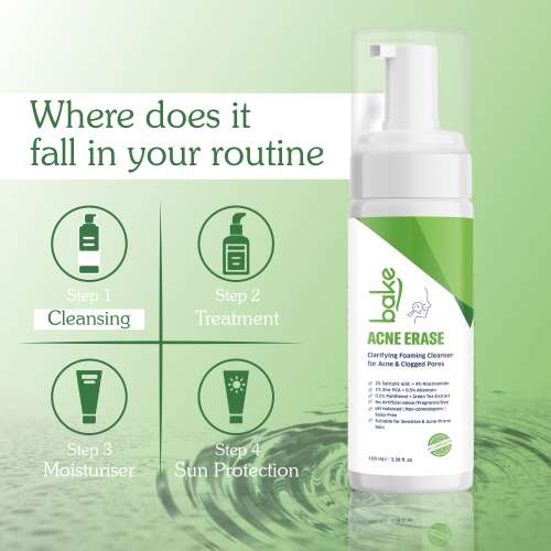 Bake Cosmetics: Acne Erase Clarifying Foaming Cleanser with 2% Salicylic Acid   100ml