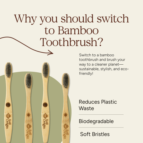Soil Origin: Kids Bamboo Toothbrush With Activated Charcoal Bristles  Set of 2