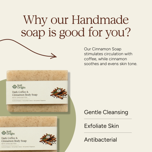 Soil Origin: Dark Coffee and Cinnamon Body Soap   100gm
