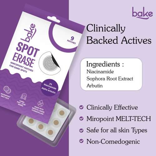 Bake Cosmetics: Spot Erase Micro point Hydrocolloid Patches for Dark Spots, Post Acne Marks & Pigmentation-Pack of 9 Patches