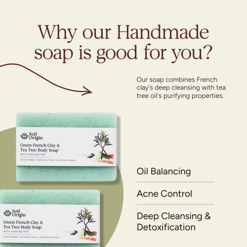Soil Origin: Green French Clay & Tea Tree Body Soap  100gm