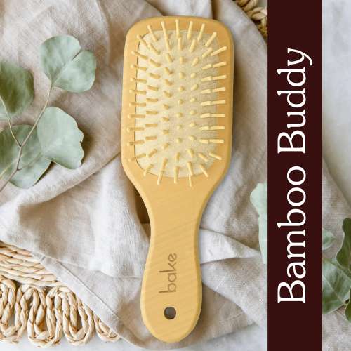 Bake Cosmetics: Bamboo Buddy Wooden Paddle Hair Brush For Gentle on Hair, Strengthens Scalp & Promotes Hair Growth For Men & Women-1PC