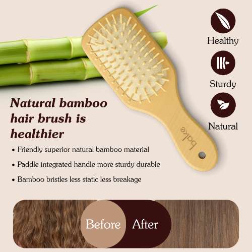 Bake Cosmetics: Bamboo Buddy Wooden Paddle Hair Brush For Gentle on Hair, Strengthens Scalp & Promotes Hair Growth For Men & Women-1PC