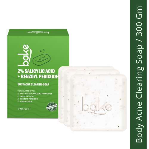 Bake Cosmetics: 2% Salicylic Acid Soap with Niacinamide for Body & Back Acne  Pack of 3(100gm x 3)