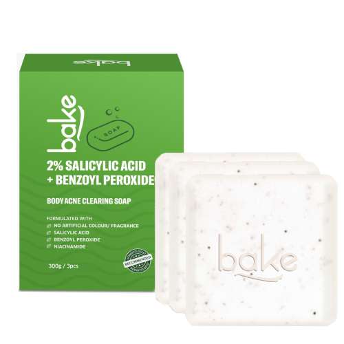 Bake Cosmetics: 2% Salicylic Acid Soap with Niacinamide for Body & Back Acne  Pack of 3(100gm x 3)