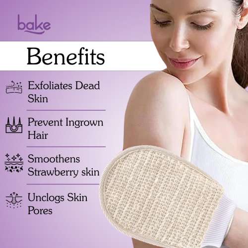 Bake Cosmetics: Exfoliating Bath Glove for Dead Skin, Tan Removal  Pack of 2  40gm