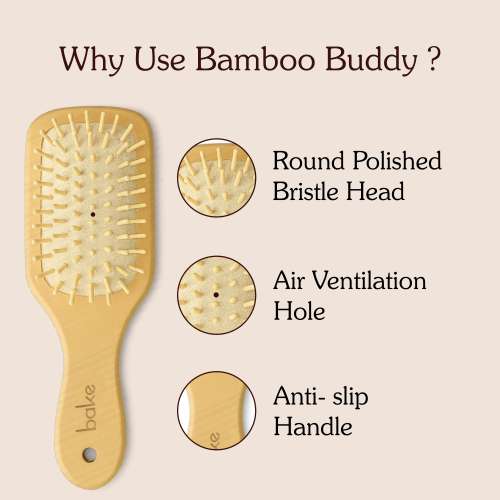 Bake Cosmetics: Bamboo Buddy Wooden Paddle Hair Brush For Gentle on Hair, Strengthens Scalp & Promotes Hair Growth For Men & Women-1PC