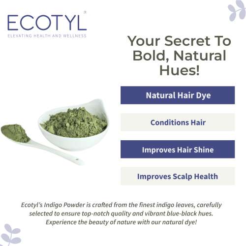 Ecotyl: Indigo Powder | Neel Avuri | Natural Hair Dye | Hair Conditioning | 100gm