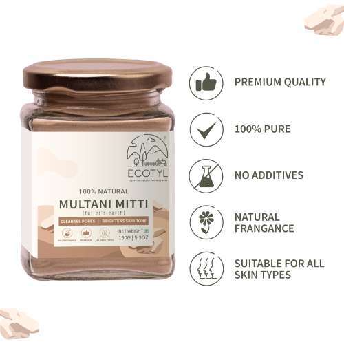 Ecotyl: Pure Multani Mitti | Face Pack for Exfoliation & Clear Skin | 150gm