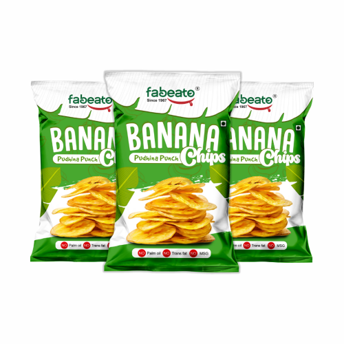 Fabeato: Banana Chips Pudhina Punch Flavor No Palm Oil, No MSG, 70gm  Pack of 3