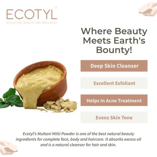 Ecotyl: Pure Multani Mitti | Face Pack for Exfoliation & Clear Skin | 150gm