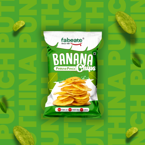 Fabeato: Banana Chips Pudhina Punch Flavor No Palm Oil, No MSG, 70gm  Pack of 3