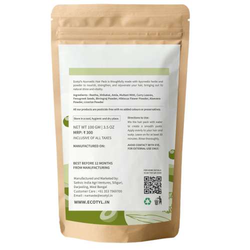 Ecotyl: Ayurvedic Hair Pack | For Hair Conditioning & Strengthening | Blend of 10+ Herbs | 100g
