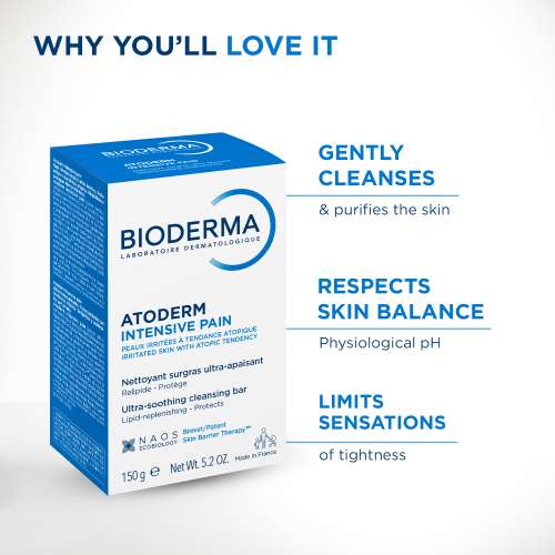Bioderma: Atoderm Intensive Baby Soap Bar From Birth Gently Cleanses and Purifies The Skin, 150 gm