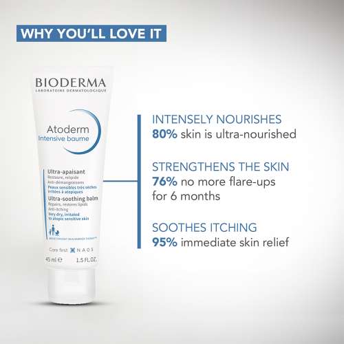 Bioderma: Atoderm intensive ultra soothing baume moisturizer for very dry sensitive to atopic skin 45ml