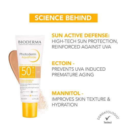 Bioderma: Photoderm Aquafluide SPF 50+ PA++++ Invisible Tinted Sunscreen for All Skin Types | In Vivo Tested