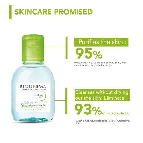 Bioderma: SÃ©bium H2O Purifying Micellar Cleansing Water and Makeup Removing Solution for Combination to Oily Skin 100 ml