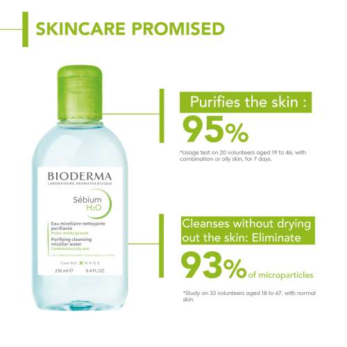 Bioderma: Bioderma SÃ©bium H2O Purifying Micellar Cleansing Water and Makeup Removing Solution for Combination to Oily Skin 250 ml