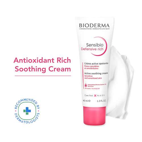 Bioderma: Sensibio Defensive Rich Active Soothing Cream Hydration/Moisturisation 12h Nutrition, 40ml