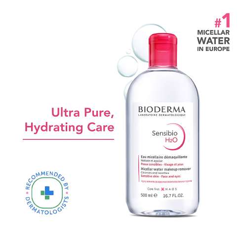 Bioderma: Sensibio H2O Daily Soothing Cleanser, Make up Pollution & Impurities Remover Face Eyes Sensitive skin 500ml