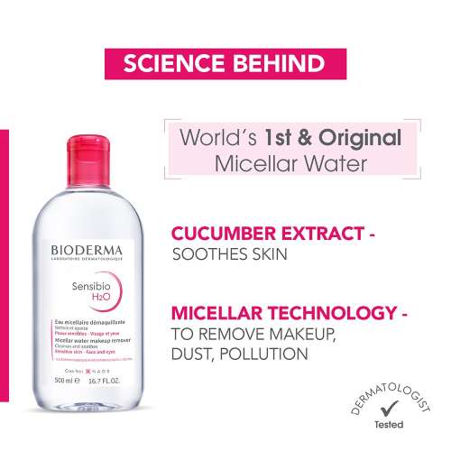 Bioderma: Sensibio H2O Daily Soothing Cleanser, Make up Pollution & Impurities Remover Face Eyes Sensitive skin, 500ml Bioderma: Sensibio H2O Daily Soothing Cleanser, Make up Pollution & Impurities Remover Face Eyes Sensitive skin, 500ml