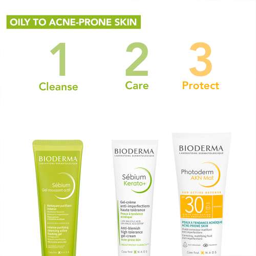 Bioderma: Sebium Gel Moussant Actif Cleanser with Salicylic & GlycolicAcidforAcneProne,OilySkin  45ml