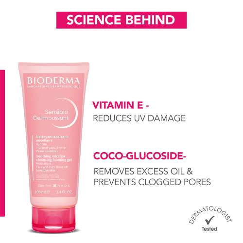 Bioderma: Sensibio Gel Moussant SLS Free Cleanser With Vitamin E-24h Hydration-Micellar Gel  100ml