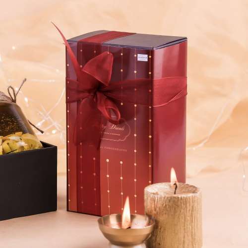 Kokomae: 3-Bar Diwali Chocolate Hamper | Assorted Bean-to-Bar Dark Chocolates | Festive Box with Scented Candle & Insert