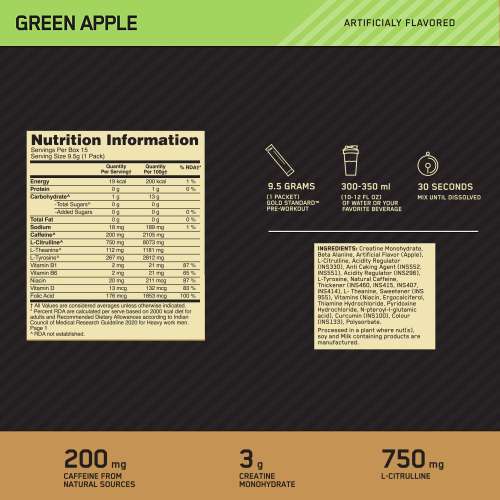 Optimum Nutrition: Gold Standard Pre-Workout - 15 servings - Green Apple