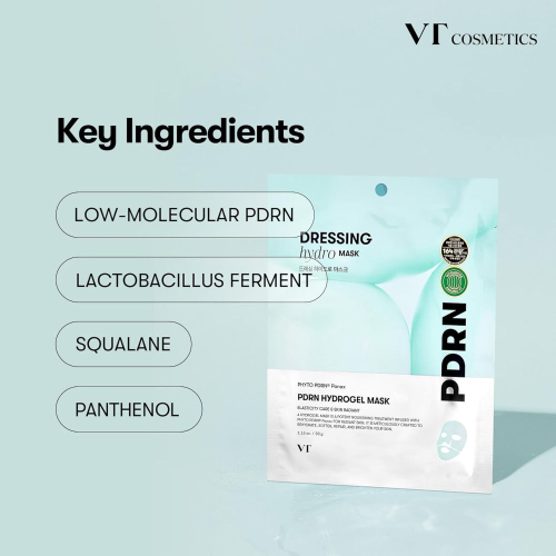 VT Cosmetics: PDRN Hydrogel Mask | Plant-Based PDRN | Skin Repair | Elasticity Boost | Deep Hydration | 33gm