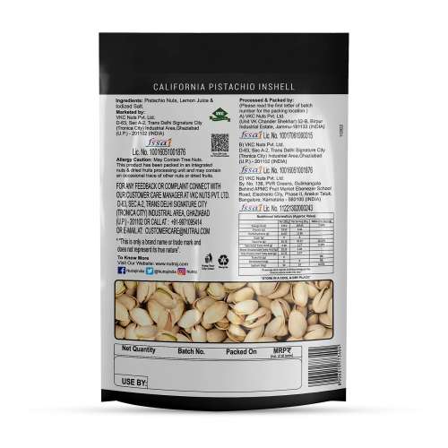 Nutraj: California Roasted & Salted Pistachios - 250gm