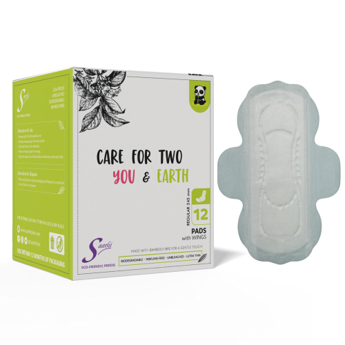 Saathi: Biodegradable Bamboo Regular ( 245MM ) Sanitary Pads   Pack of 12 X 1 - 12 Pads (Regular)
