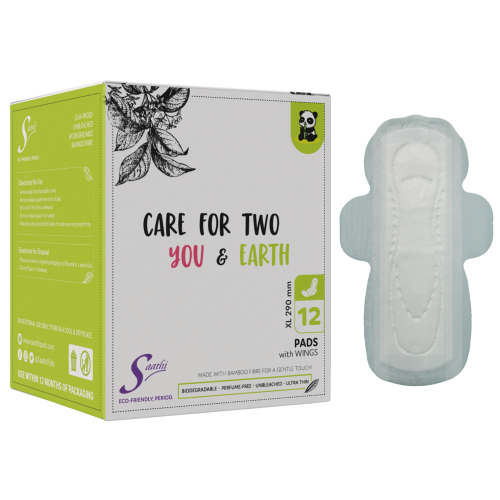 Saathi: Biodegradable Bamboo XL ( 290MM ) Sanitary Pads  Pack of 12 X 1 - 12 Pads (Medium)