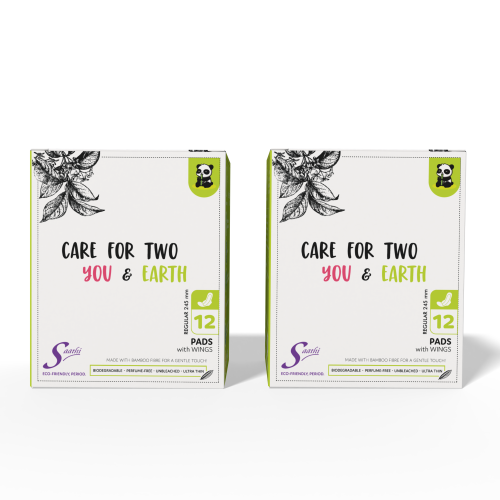 Saathi: Organic Bamboo Regular ( 245MM ) Sanitary Napkins  Pack of 12 X 2 - 24 Pads (Regular)