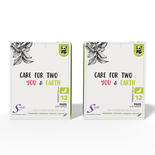 Saathi: Organic Bamboo Heavy Flow XXL ( 350MM) Sanitary Pads   Pack of 12 X 2 - 24 Pads (Overnight)