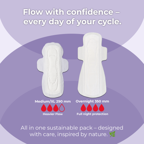 Saathi: Compostable Bamboo Pads - Gentle on Skin   Pack of 12 X 1 - 12 Pads (6 XL + 6 ON)