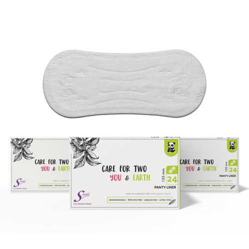 Saathi: Compostable Bamboo Pantyliners ( 155MM )  Pack of 24 X 3 - 72 Liners