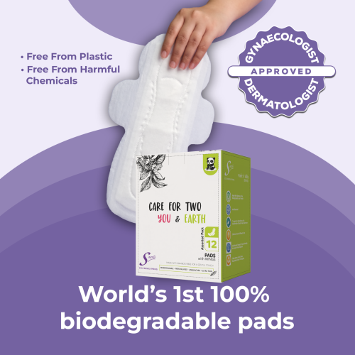 Saathi: Compostable Bamboo Pads - Gentle on Skin   Pack of 12 X 1 - 12 Pads (6 XL + 6 ON)
