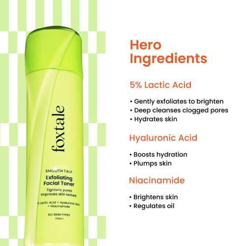 Foxtale: Exfoliating Toner with 5% Latic Acid & Niacinamide   150ml Foxtale: Exfoliating Toner with 5% Latic Acid & Niacinamide   150ml