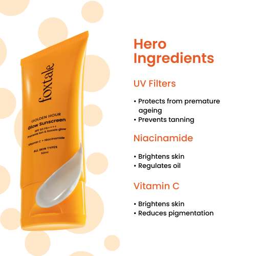 Foxtale: Glow Sunscreen SPF 50 PA++++ with Vitamin C & Niacinamide for a Dewy Glow  50ml Foxtale: Glow Sunscreen SPF 50 PA++++ with Vitamin C & Niacinamide for a Dewy Glow  50ml