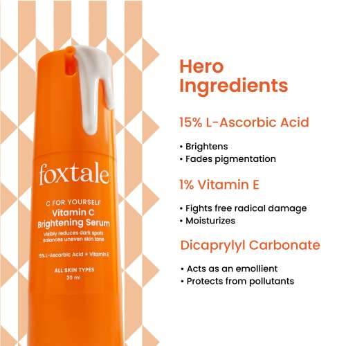 Foxtale: Brightening Vitamin C Face Serum With L-Ascorbic Acid And Vitamin E For Glowing Skin   30ml