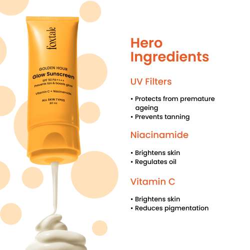 Foxtale: Glow Sunscreen SPF 50 PA++++ with Vitamin C & Niacinamide  80ml Foxtale: Glow Sunscreen SPF 50 PA++++ with Vitamin C & Niacinamide  80ml