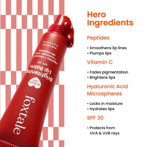Foxtale: Brightening Lip Balm With Peptides, Vitamin C & Hyaluronic Acid - Ruby Glaze 12ml