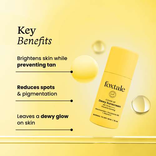 Foxtale: Dewy Sunscreen SPF 70 PA++++ With Niacinamide + Provitamin B5 + Vitamin E   15ml Foxtale: Dewy Sunscreen SPF 70 PA++++ With Niacinamide + Provitamin B5 + Vitamin E   15ml