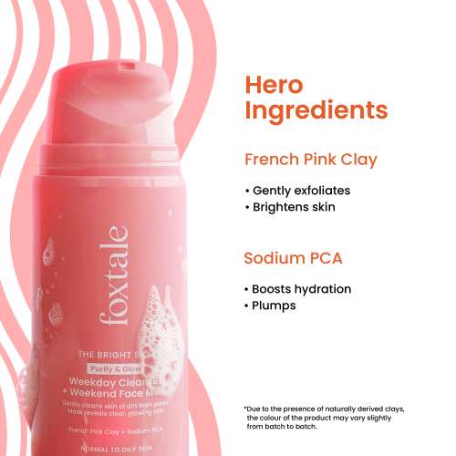 Foxtale: Purify & Glow Cleanser + Mask With French Pink Clay & Sodium 100ml