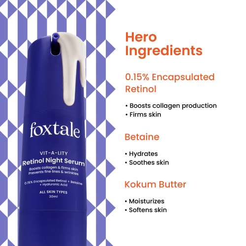 Foxtale: 0.15% Encapsulated Retinol Night Serum Boosts Collagen    30ml Foxtale: 0.15% Encapsulated Retinol Night Serum Boosts Collagen    30ml