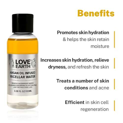 Love Earth: Argan Oil-Infused Micellar Water - 100ml Love Earth: Argan Oil-Infused Micellar Water - 100ml