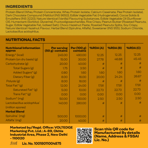 Proathlix: Proathlix Protein Bar Hazelnut    50gm   Pack of 12 
